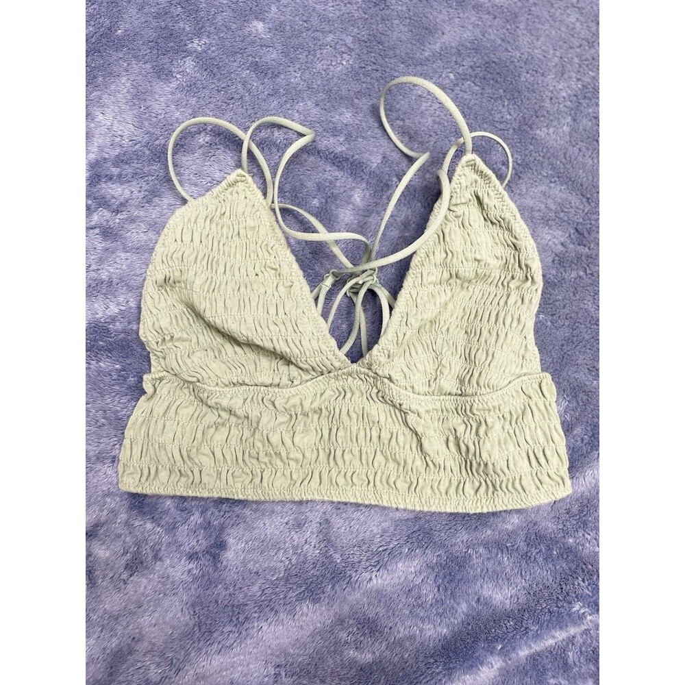 PINK Victoria's Secret Lightly Padded Strappy Shirred Bralette XS Sage Green